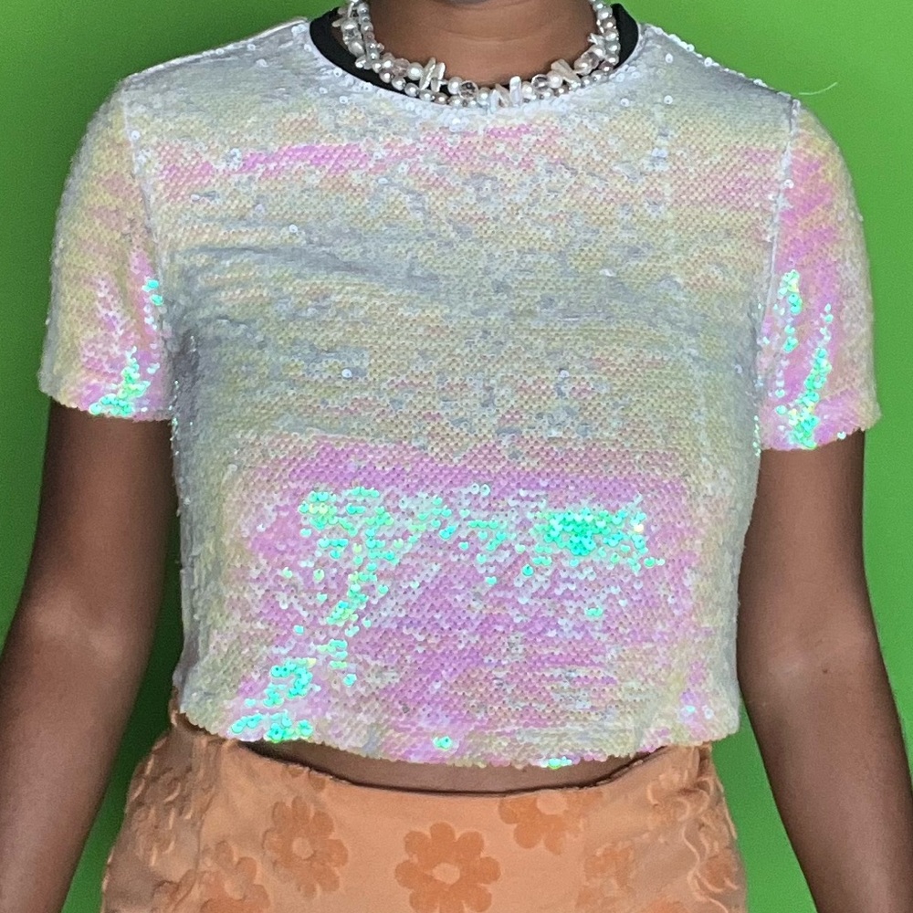 Mermaid sequin crop top